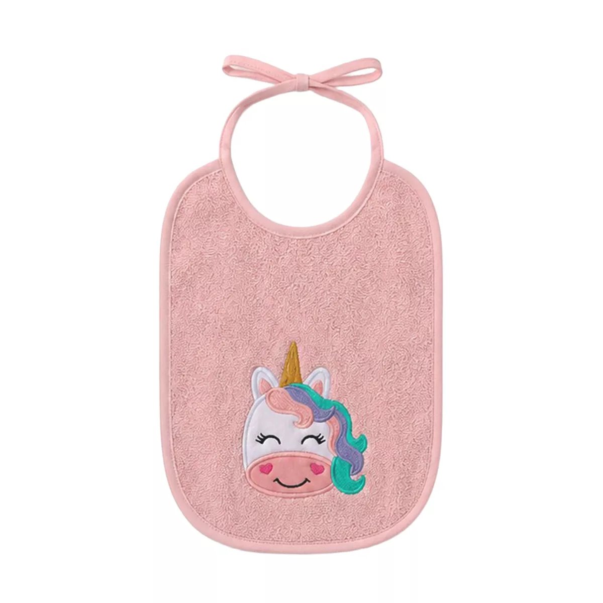 Bavoir enfant pur coton PETITE LICORNE rose 30x40, GARNIER THIEBAUT