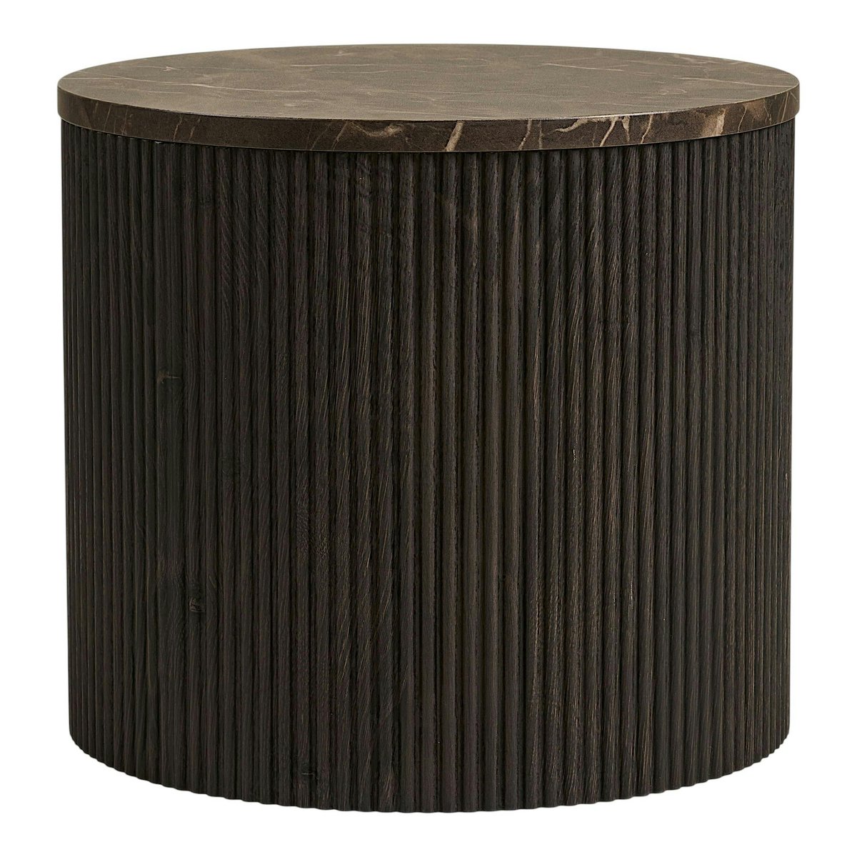 Table basse ronde effet marbre brun pied strié Ø45 cm TORANO marron, PIER IMPORT