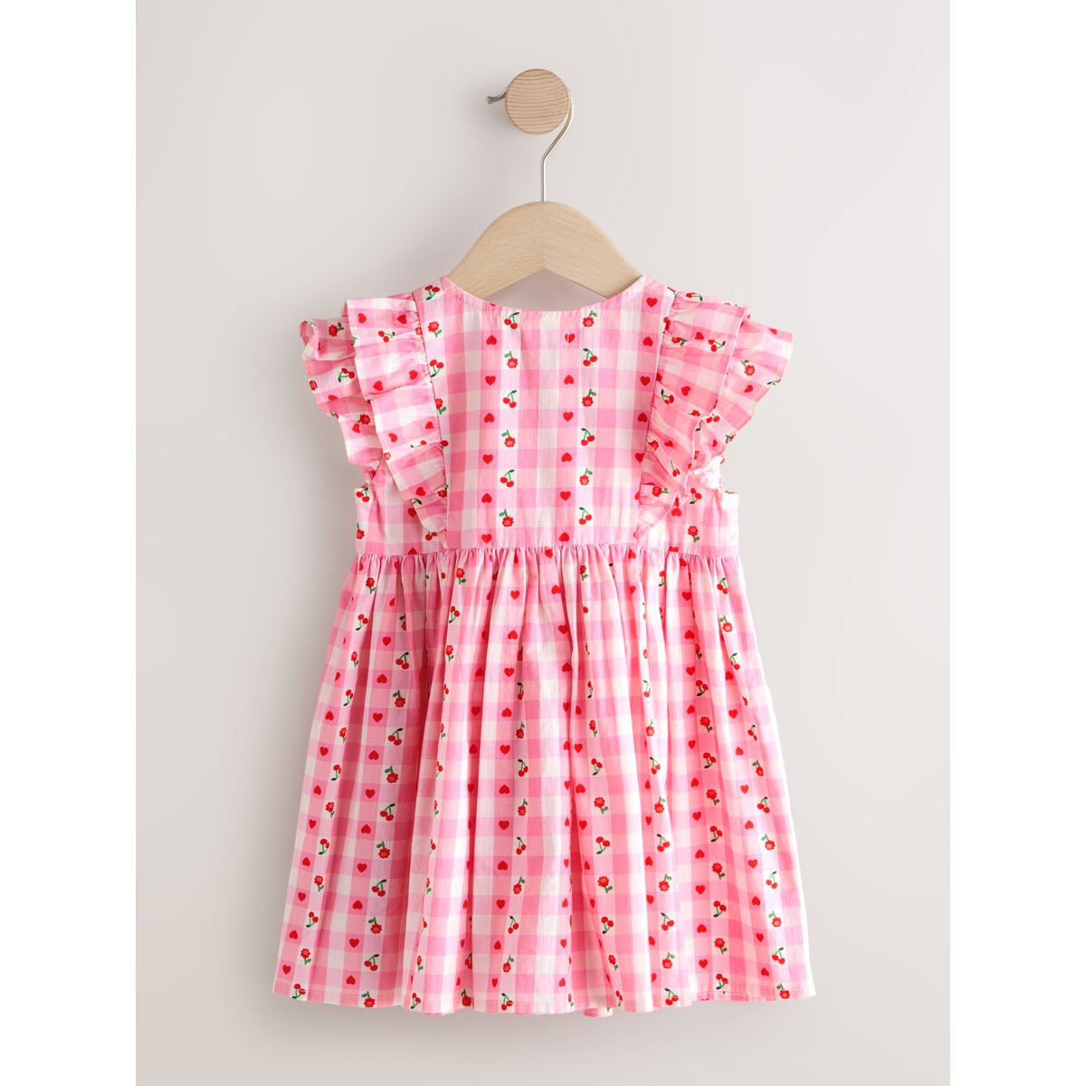 Robe à manches volantées vichy rose, NEXT