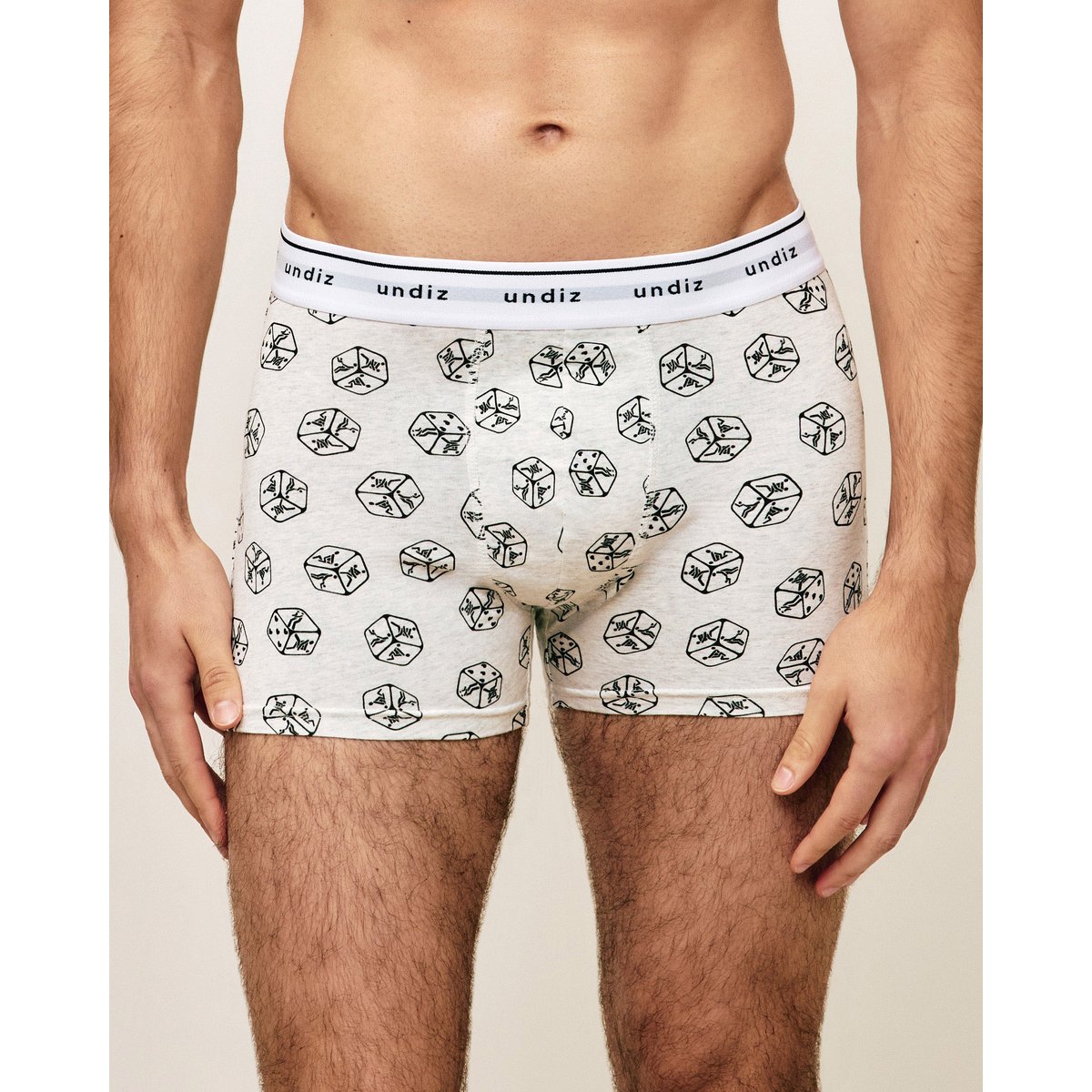 Boxer en coton à motifs dés REPEATIZ SEXYD ecru, UNDIZ