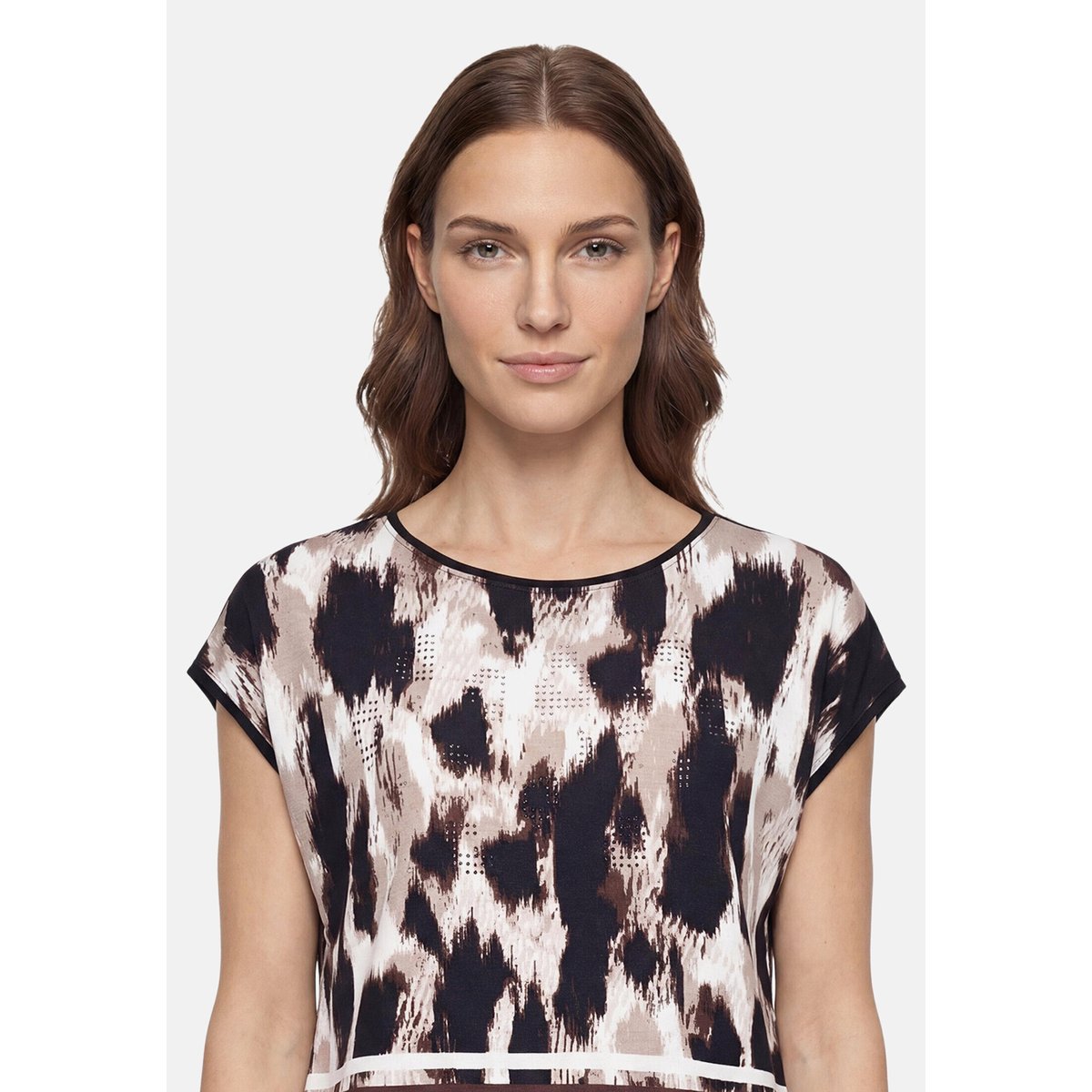 T-shirt façon blouse à impression noir/beige, BETTY BARCLAY