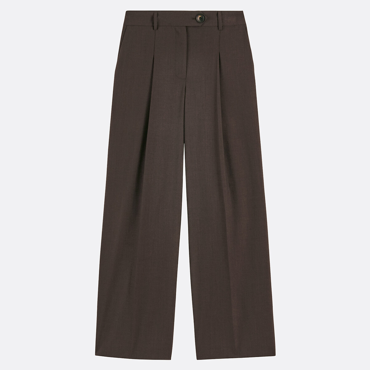 Pantalon large à plis, taille haute marron, LA REDOUTE COLLECTIONS