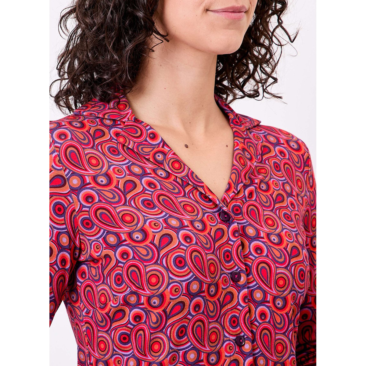 Chemisier imprimé maille fluide CELIA violet paisley, PRINCESSE NOMADE