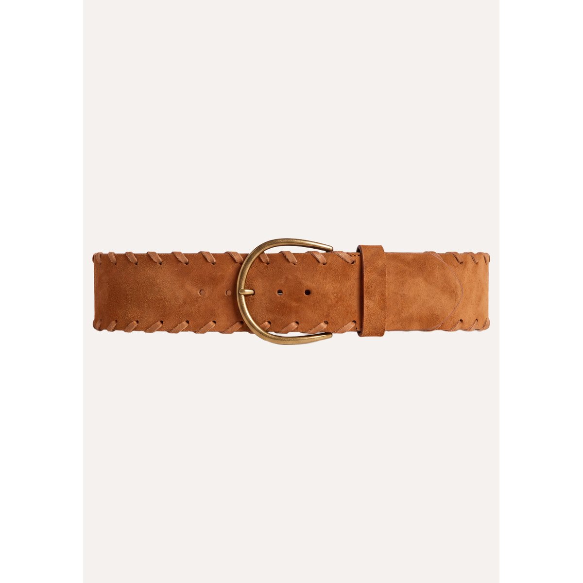 Ceinture large en cuir cognac, LA FEE MARABOUTEE