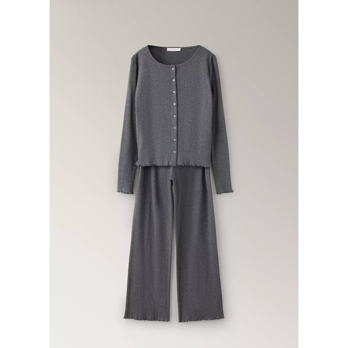 Pantalon de pyjama en coton ajouré gris, MANGO