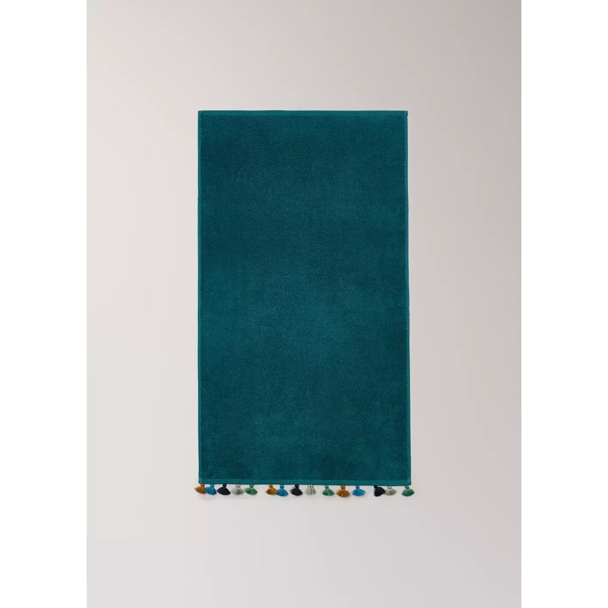 Serviette de toilette enfant coton pompons multicolores bleu de prusse, MANGO HOME