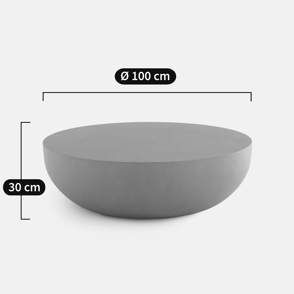 Table basse monobloc, ciment, diamètre 100 cm, EZRELA sable, LA REDOUTE INTERIEURS
