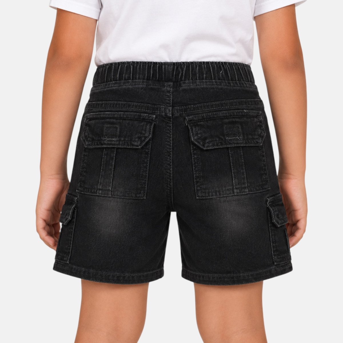 Bermuda cargo en jean taille élastique STRONG noir délavé, LEE COOPER