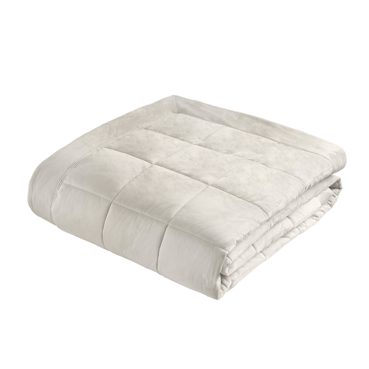 Kingsley Matt Velvet Quilted Bedspread - 220x220cm cream, CATHERINE LANSFIELD