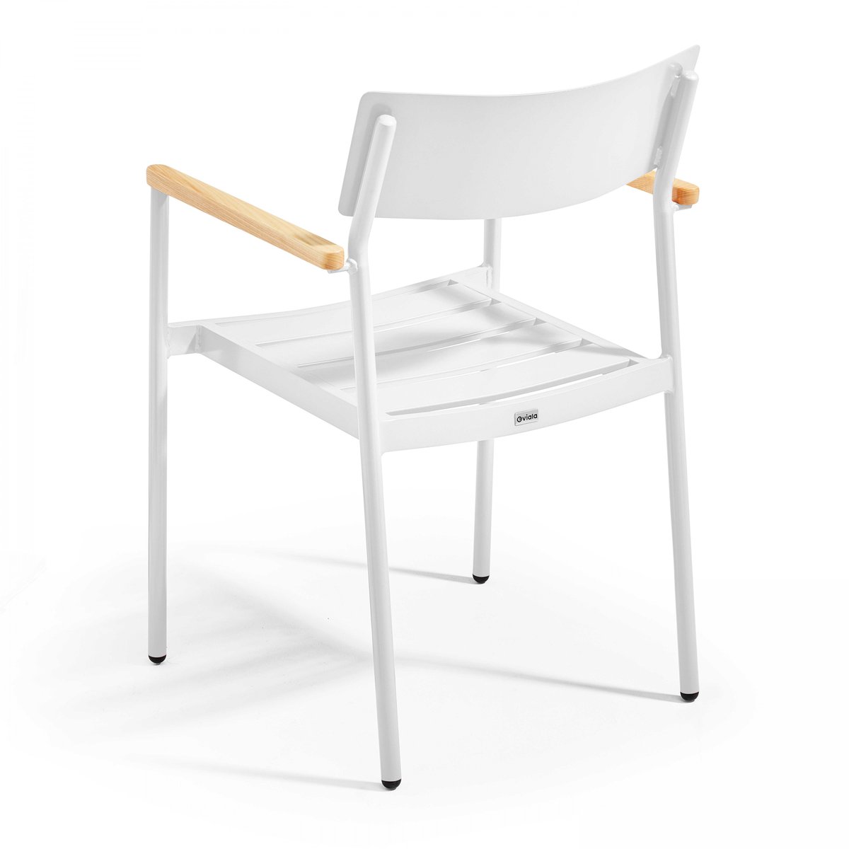 Fauteuil de jardin aluminium et bois, LEEDS blanc, OVIALA