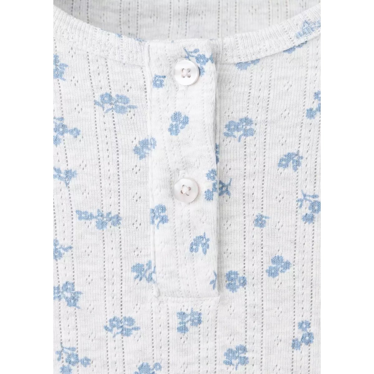Pyjama long imprimé fleuri gris chiné clair, MANGO KIDS