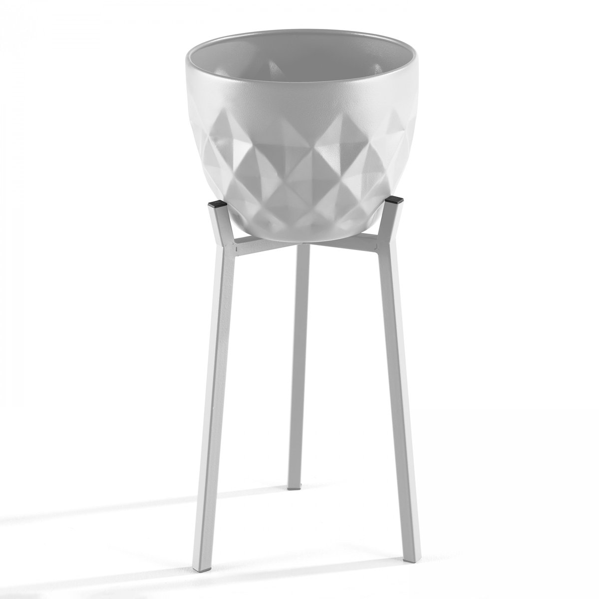 Lot de 2 supports cache pot sur pied, PALAVAS blanc, OVIALA