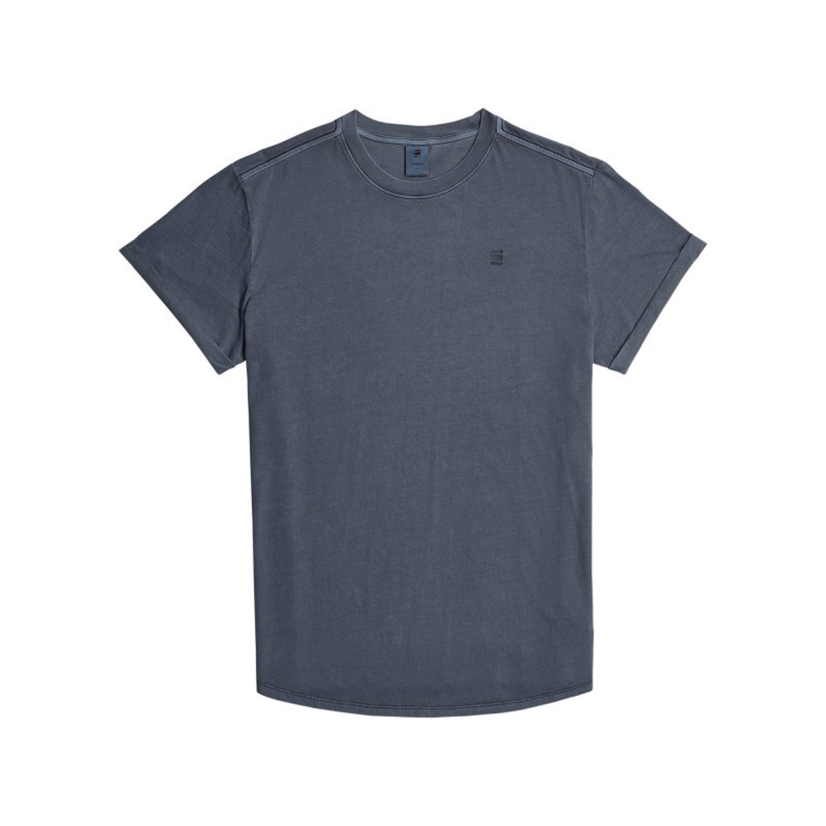 T-shirt en coton biologique vert d'eau uni avec un logo sur le coeur bleu, G-Star RAW