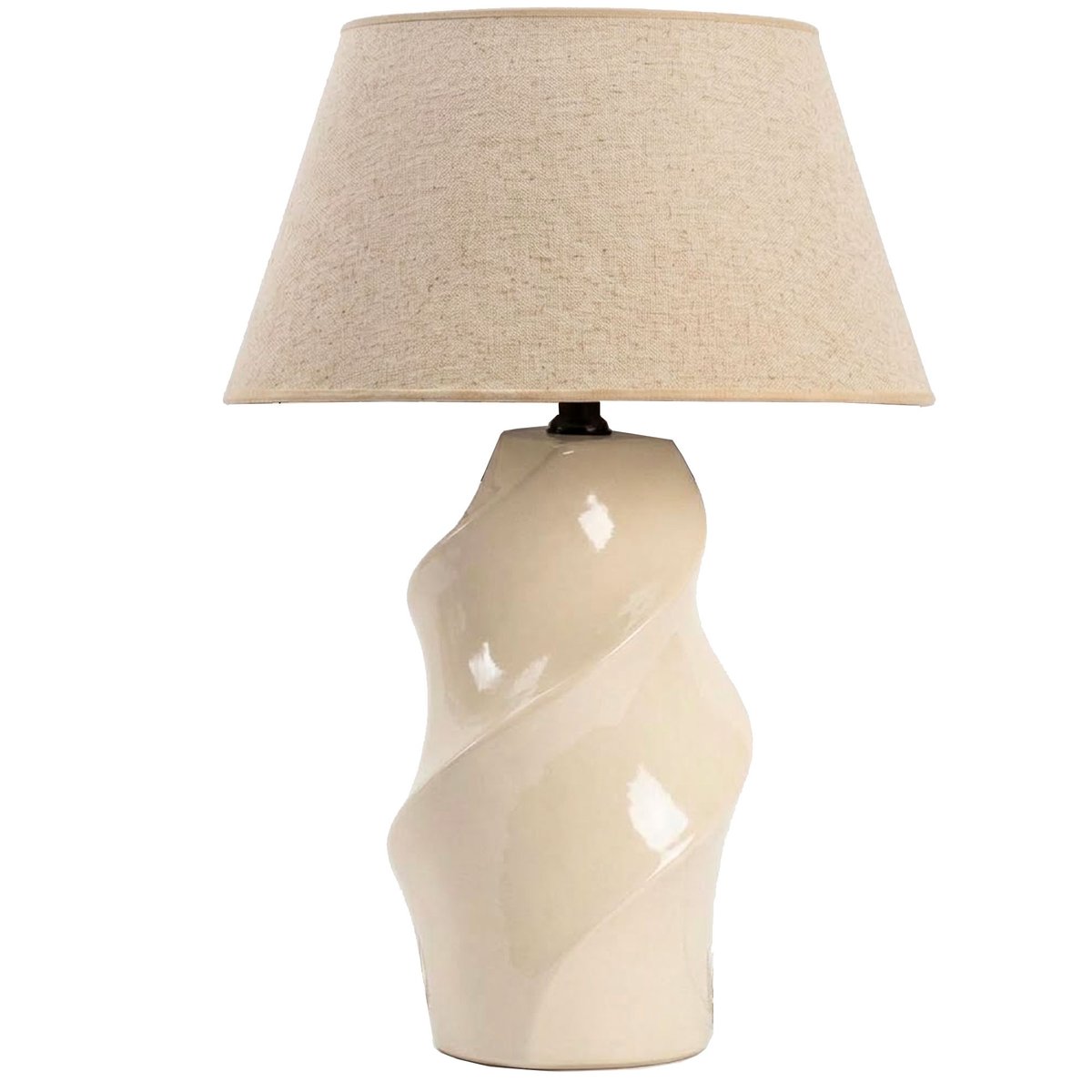 Lampe à poser céramique blanche spirale 20x20x61cm beige, WADIGA