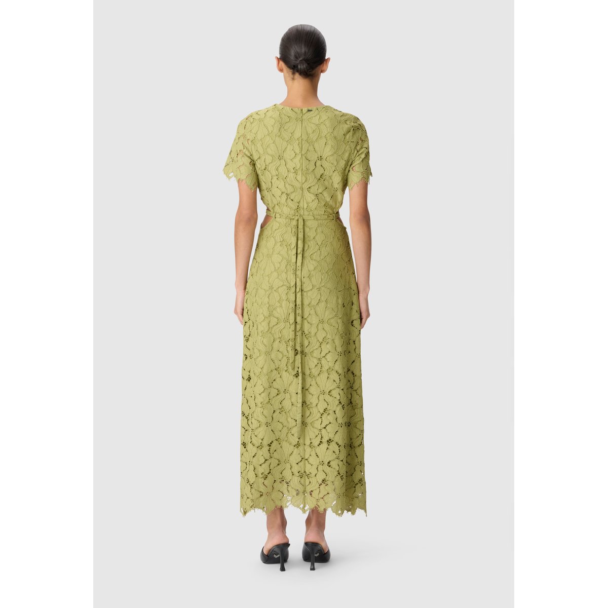 Robe broderie anglaise ouverture dos olive d'été, IKKS