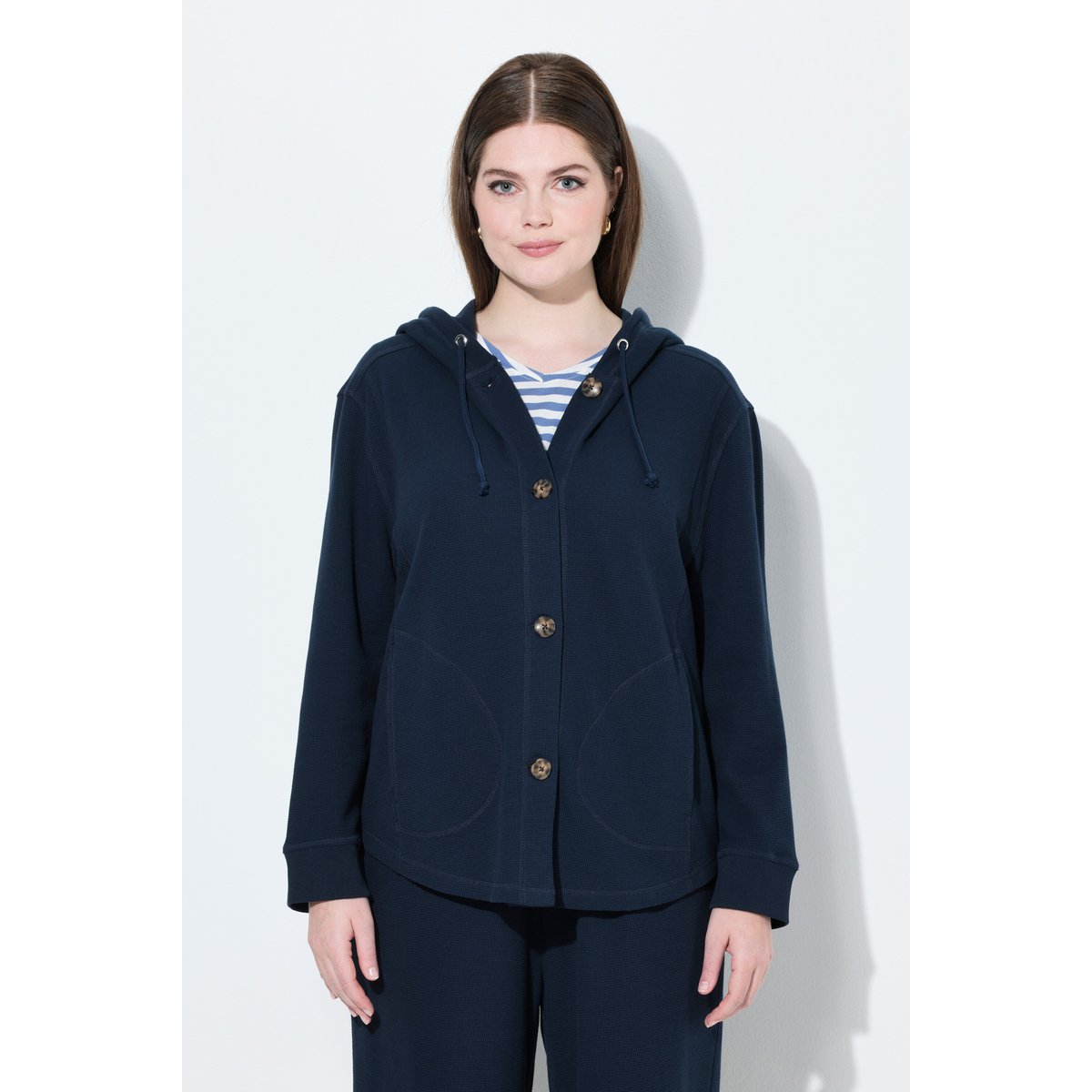 Veste à capuche en molleton de coton bio marine, ULLA POPKEN