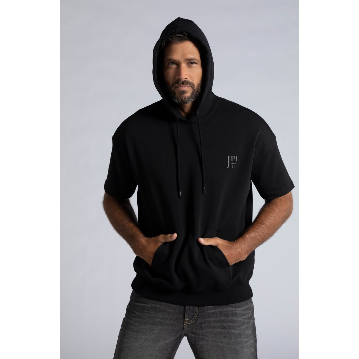 Sweat à capuche, manches courtes, QuickDry noir, JP1880