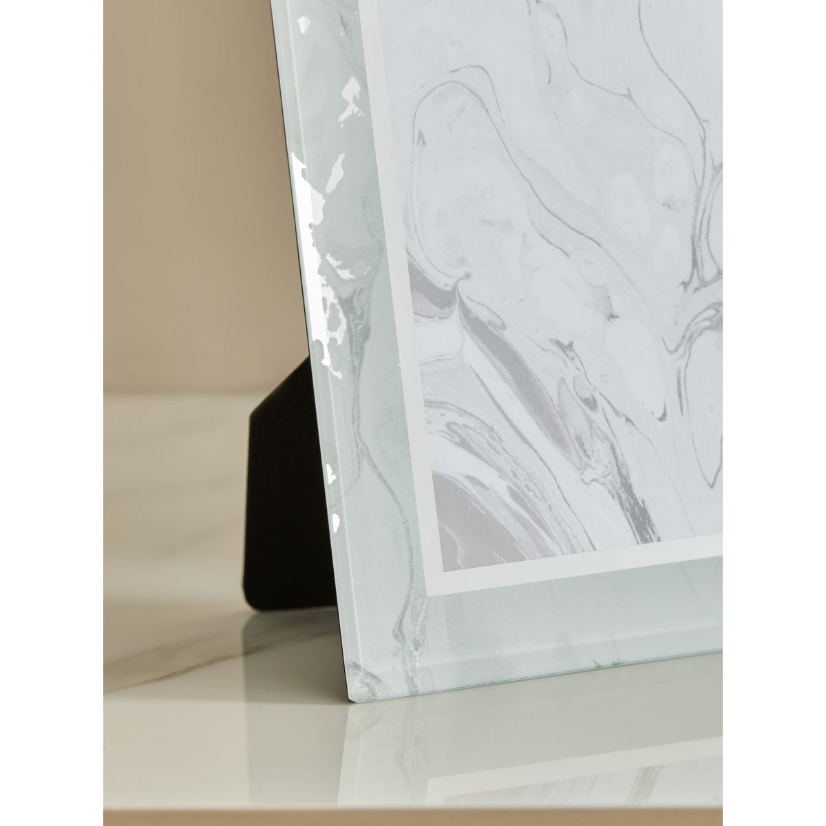 Cadre photo en verre effet marbre argent, NEXT