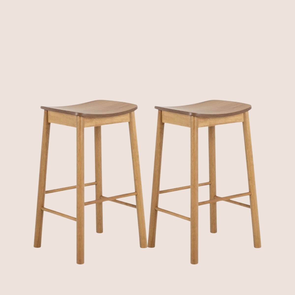 Tabourets de bar en bois naturel (lot de 2) - IZIA bois clair, HELLIN, DEPUIS 1862