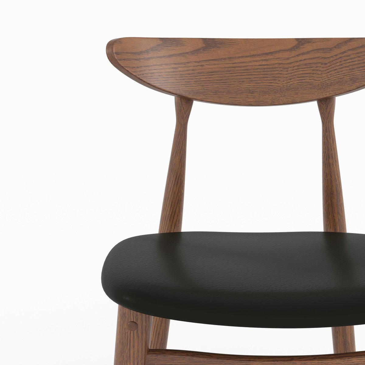 Lot de 2 chaises pour ilot central 63,5 cm en cuir synthétique et bois d'hévéa - JOSETTE noir, MAISON PAVANE