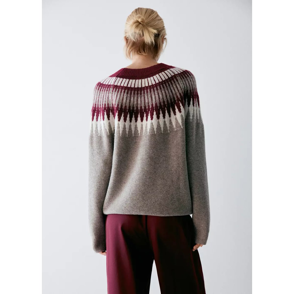 Pull de pyjama en maille à col rond bordeaux, MANGO