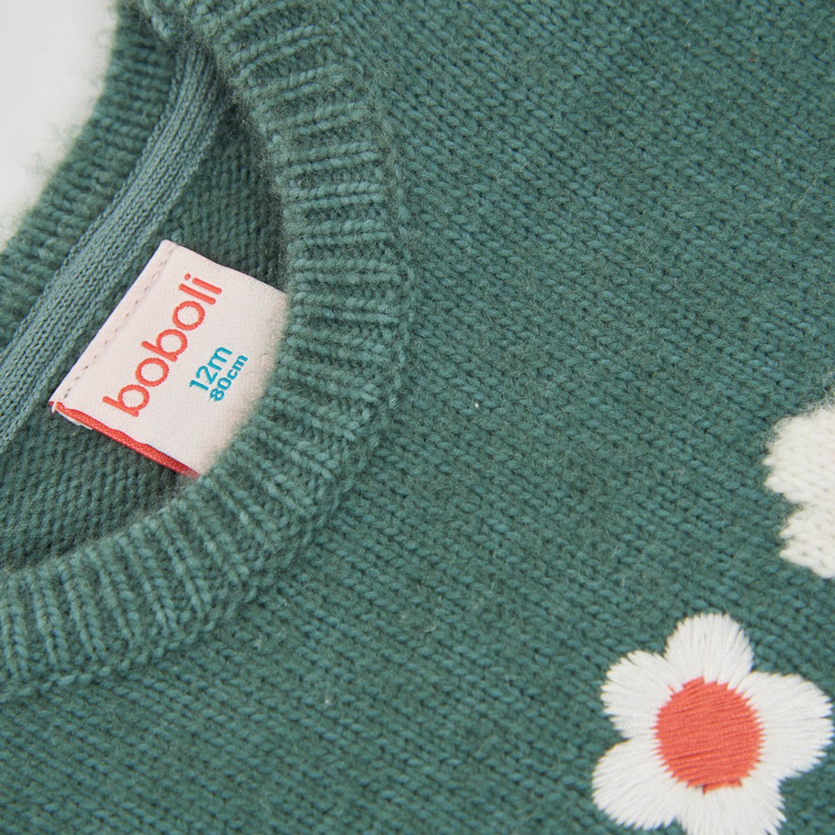 Pull sans manches fille imprimé fleurs vert, BOBOLI