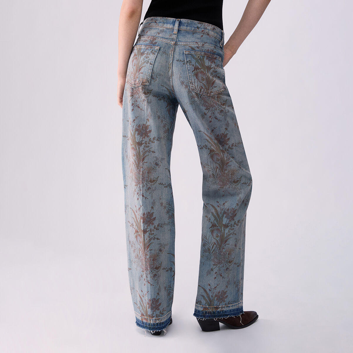 Jean taille haute avec imprimé denim bleu, LIU JO