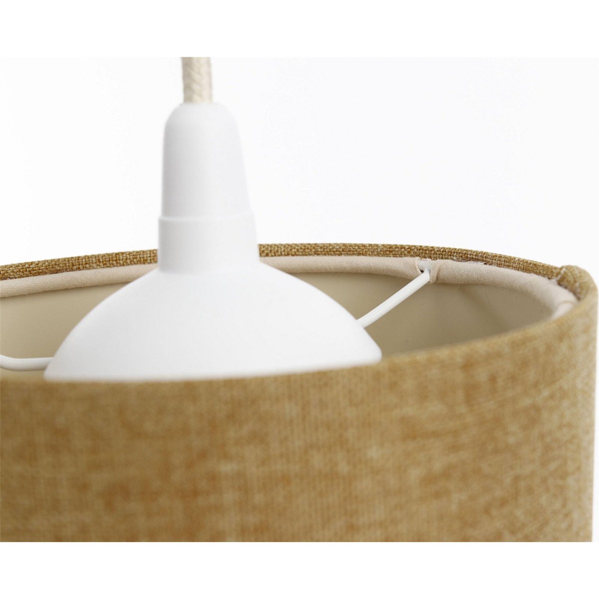 Suspension en lin rond Boho Elegant lin naturel et rotin clair, BPS KONCEPT