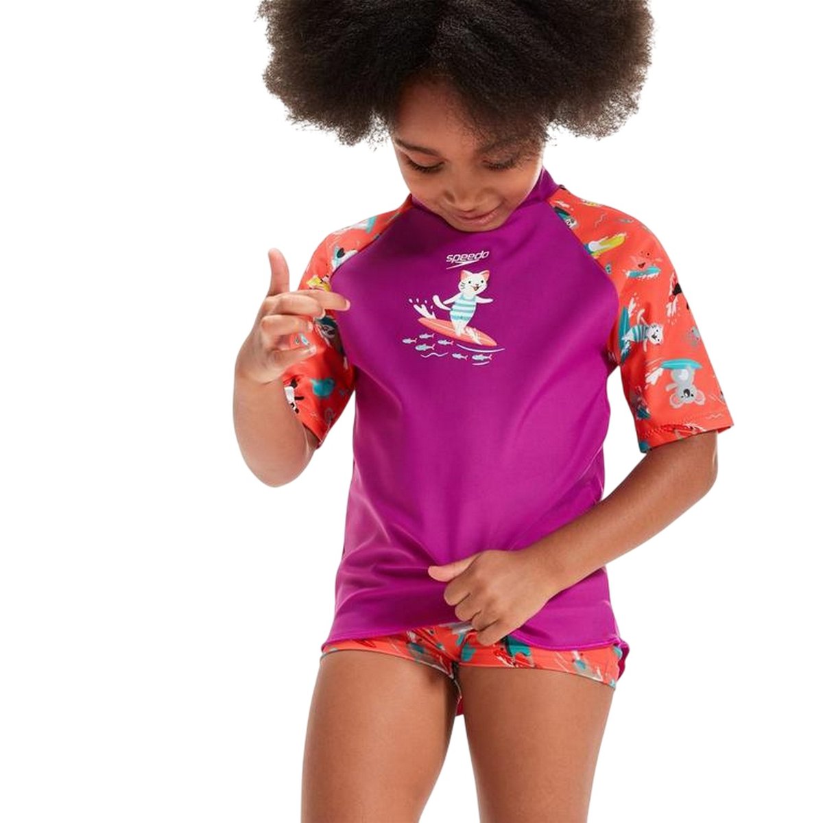Ensemble de bain anti-irritation motif/style chat violet / rose, SPEEDO