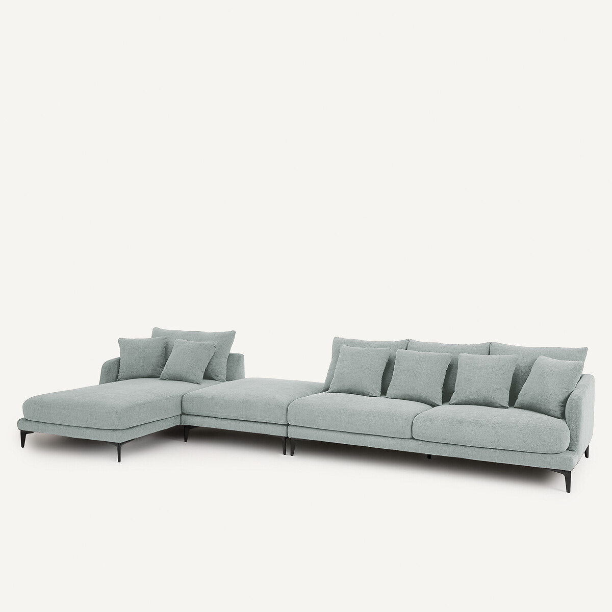 Demi-canapé 3 places en polyester natté, MODERNISTE aquamarine, EMMANUEL GALLINA X AM.PM