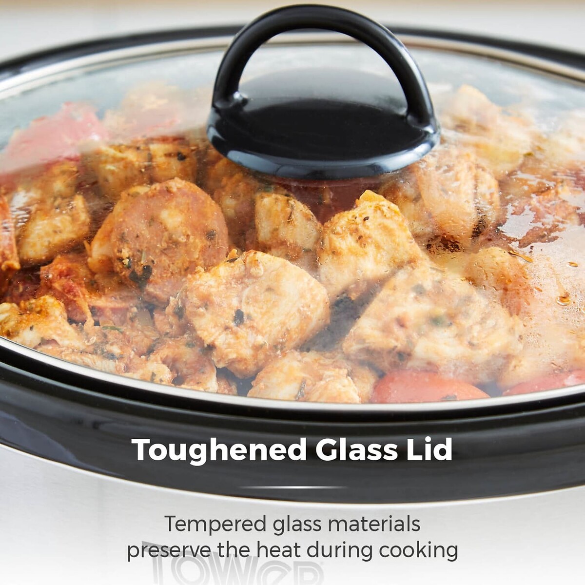 6.5L Stainless Steel Slow Cooker - T16040 stainless steel, TOWER