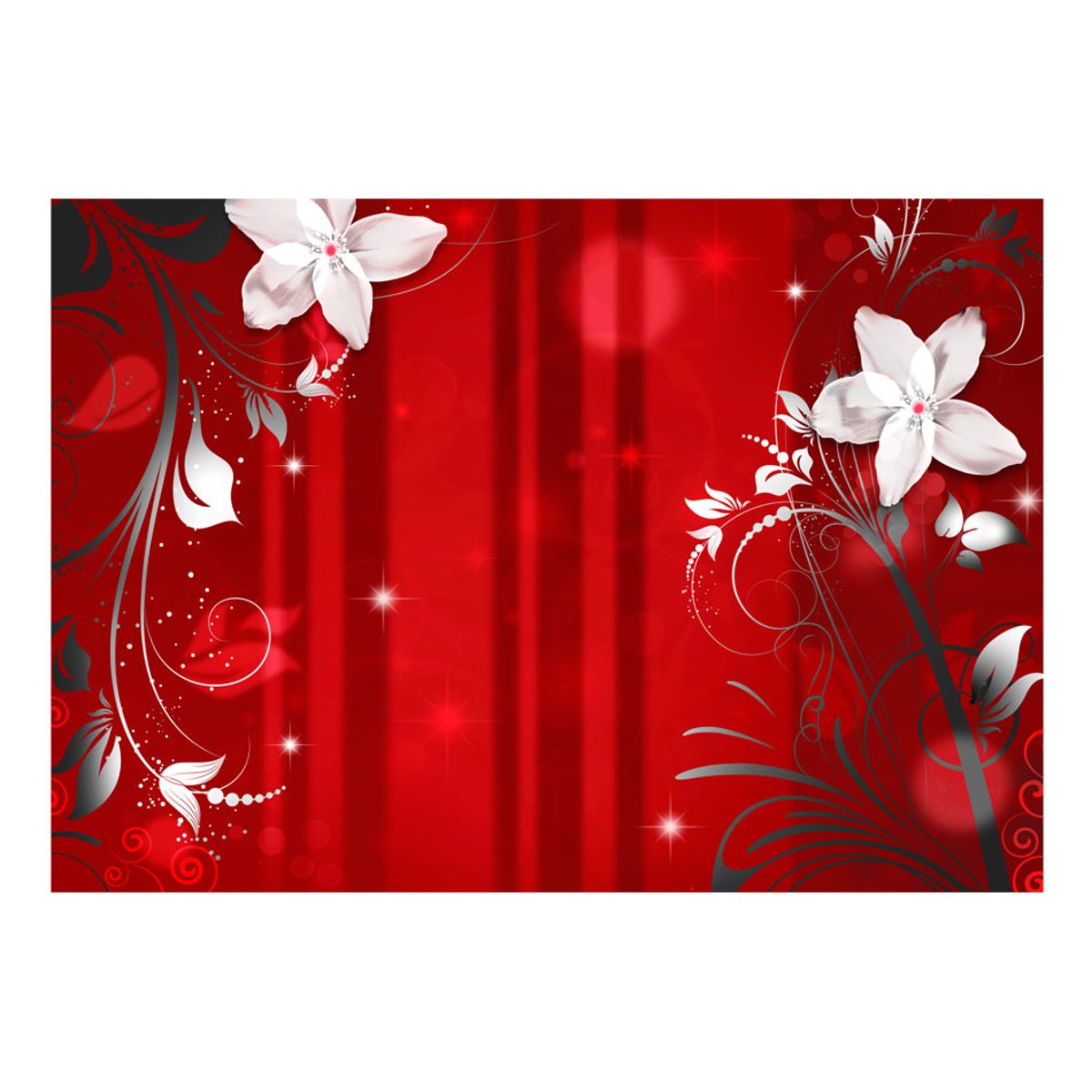 Papier peint intissé panoramique Fleurs Flowering scarlet gris / argent, EDEN
