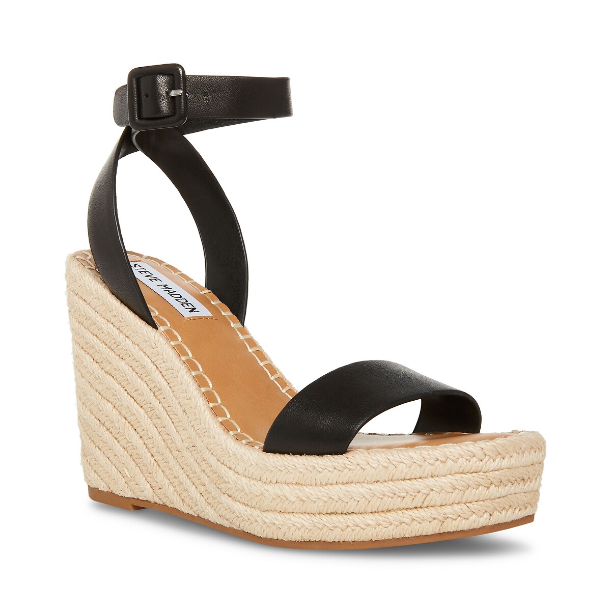 Sandales compensées en cuir Upstage noir, STEVE MADDEN