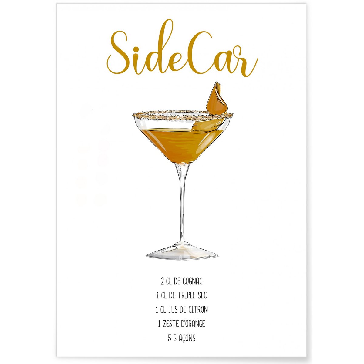 Affiche Cocktail Sidecar blanc, L'AFFICHERIE