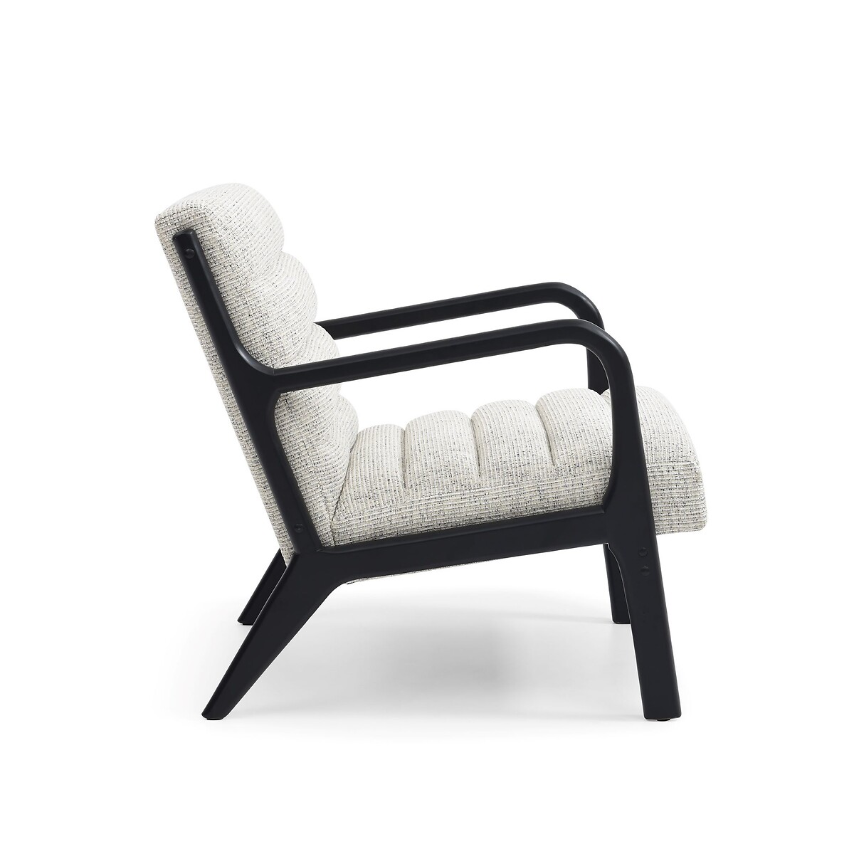 Ezra Corduroy Mid-Century Armchair ecru + black, SO'HOME