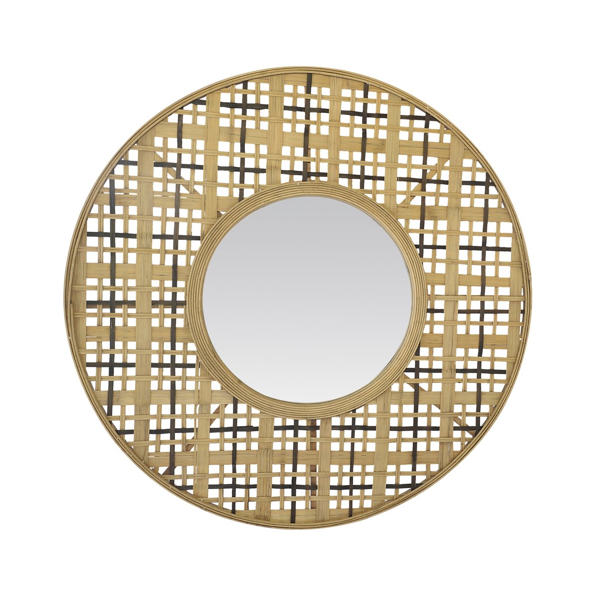Miroir rond en bambou 80cm beige, EMDE
