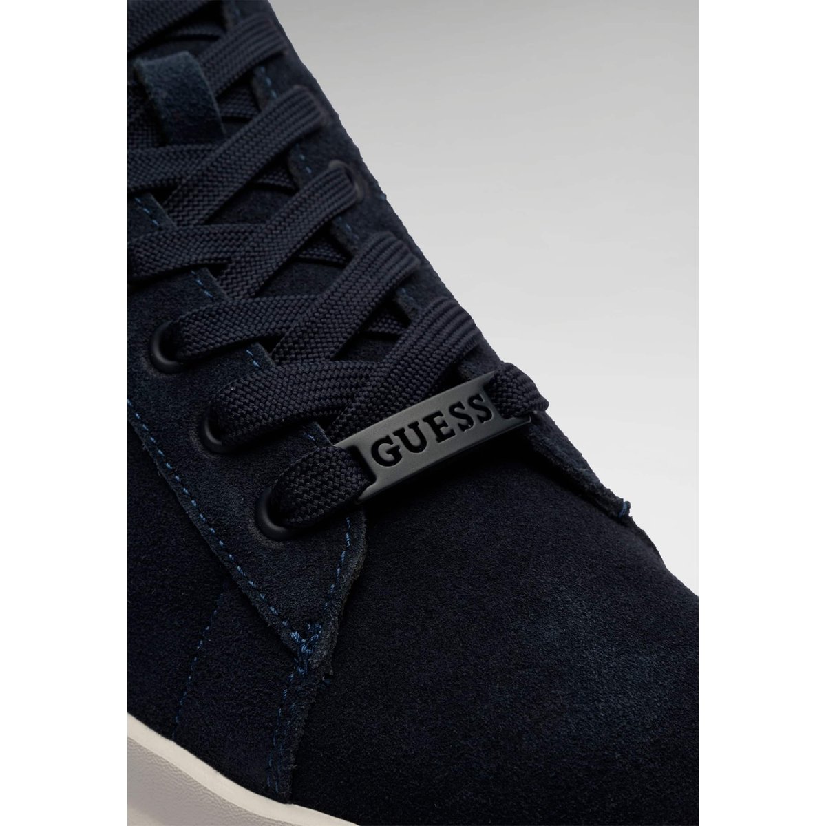 Sneakers Elba Cuir Véritable bleu, GUESS