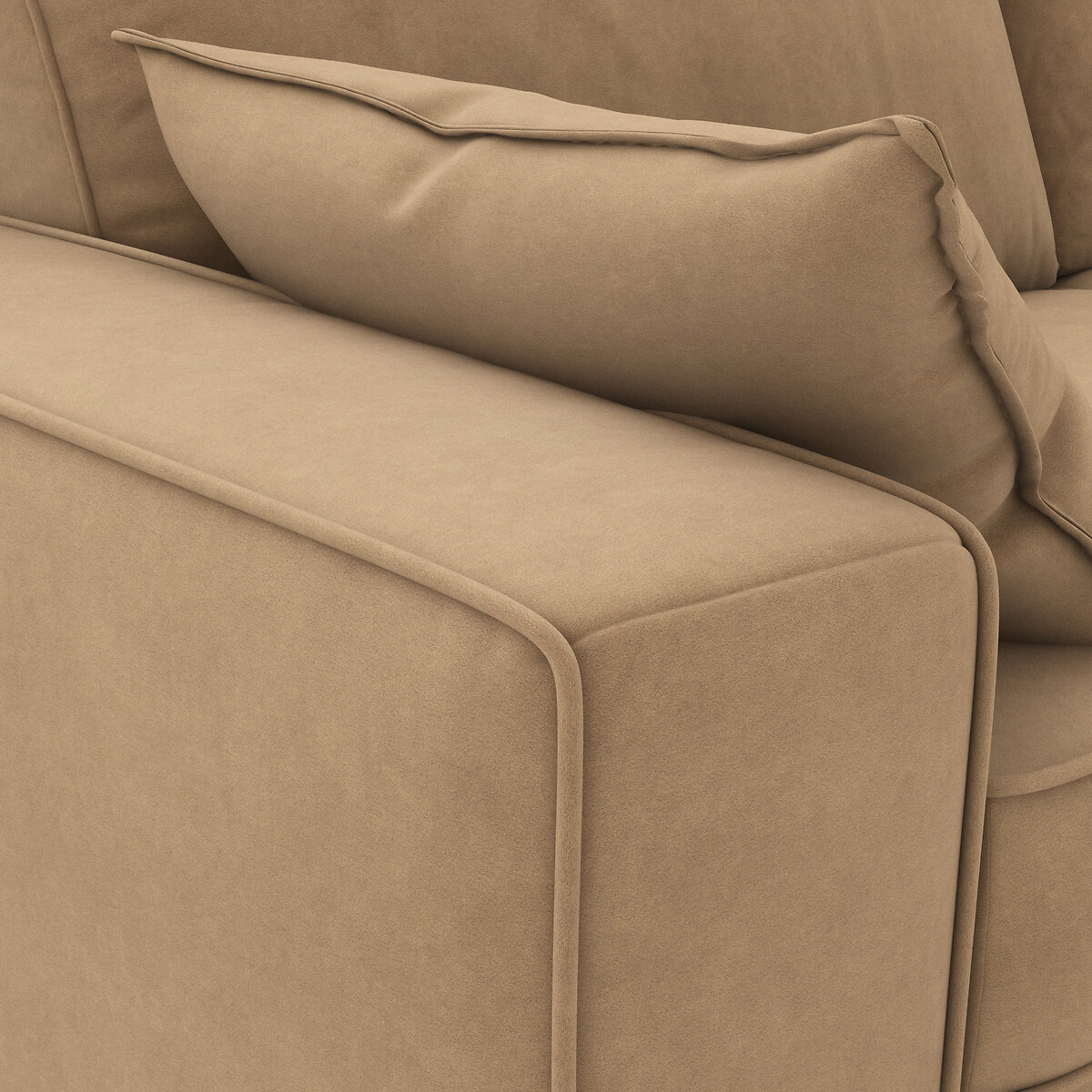Sofá cama de terciopelo, espuma HR premium, Cecilia capuchino, LA REDOUTE INTERIEURS