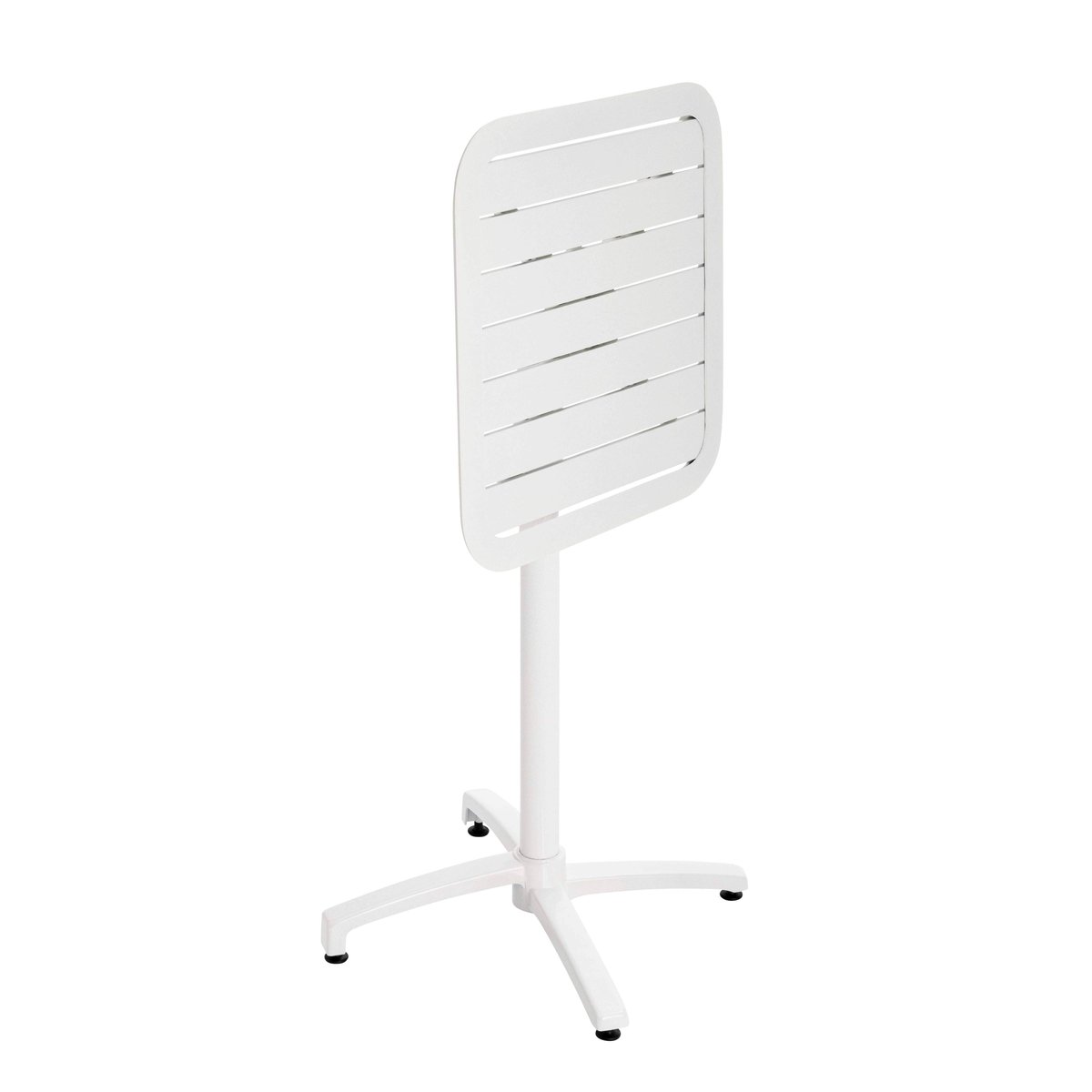 Table haute 60x60 cm inclinable en aluminium et 2 chaises hautes, ALMADA blanc, OVIALA
