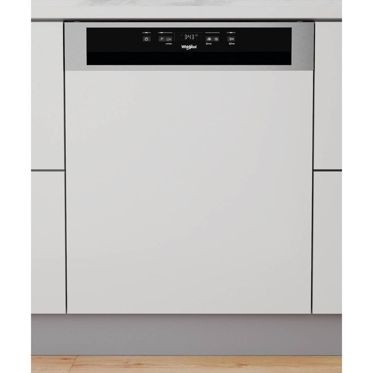 Lave vaisselle integrable 60 cm W3PFD636X sans facade bandeau inox, WHIRLPOOL