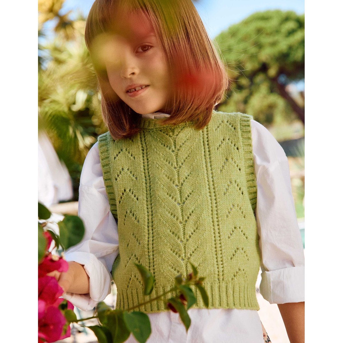 Gilet sans manches en maille ajourée vert clair, ZIPPY