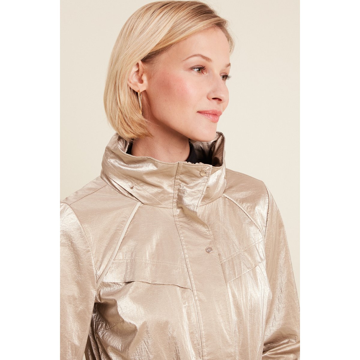 Parka courte métallisée beige, BREAL