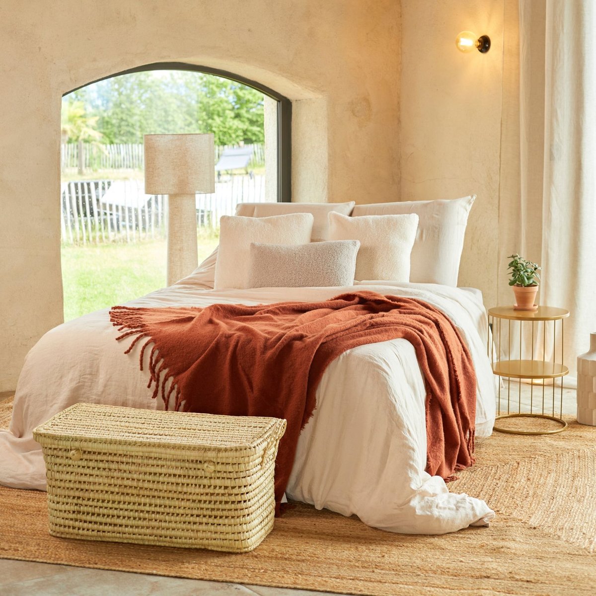 Housse de coussin bouclette - QABANE ecru, HOME MAISON
