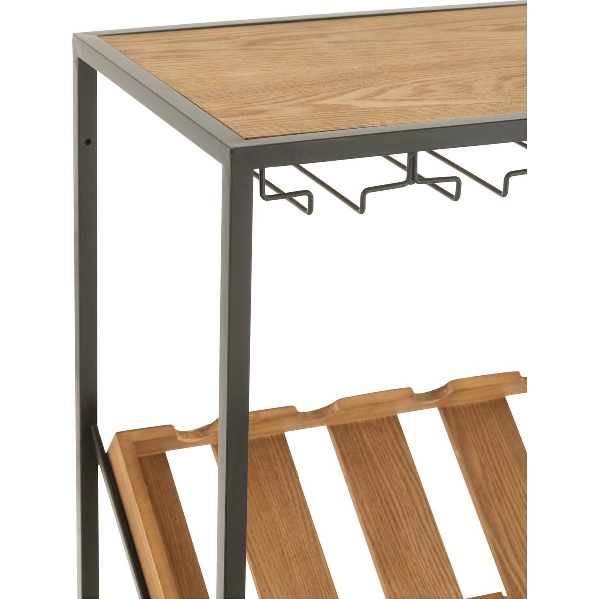 Meuble bar rectangulaire en bois avec rangements pour bouteilles bois naturel et métal noir, RECOLLECTION