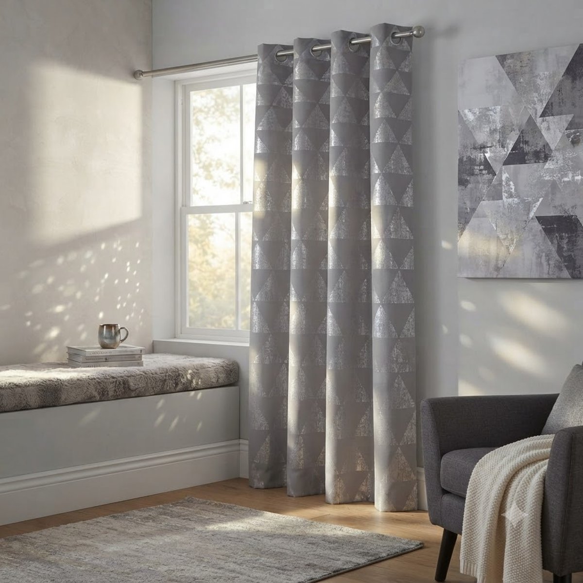 Rideau a oeillets Frosty gris, EDEN