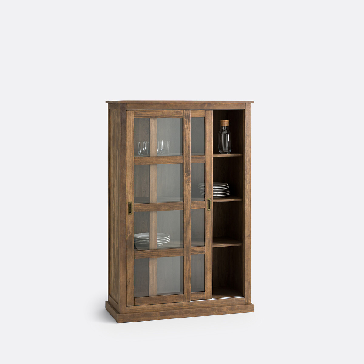 Vitrine basse 2 portes pin massif et MDF, Lunja ciré naturel, LA REDOUTE INTERIEURS