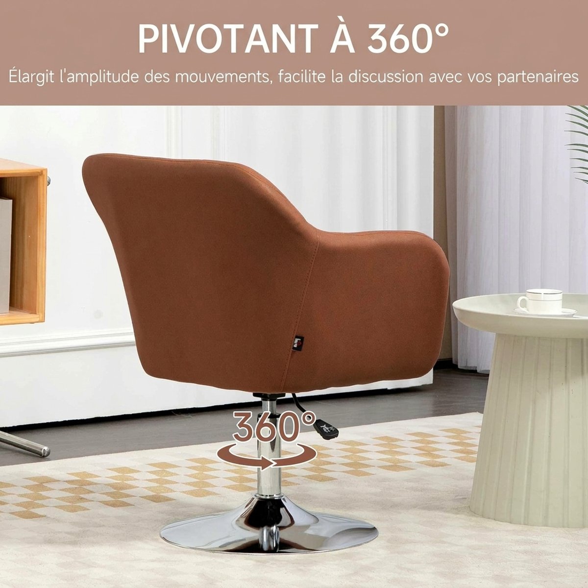 Accent Chair Tissu microfibre (100% marron, HOMCOM
