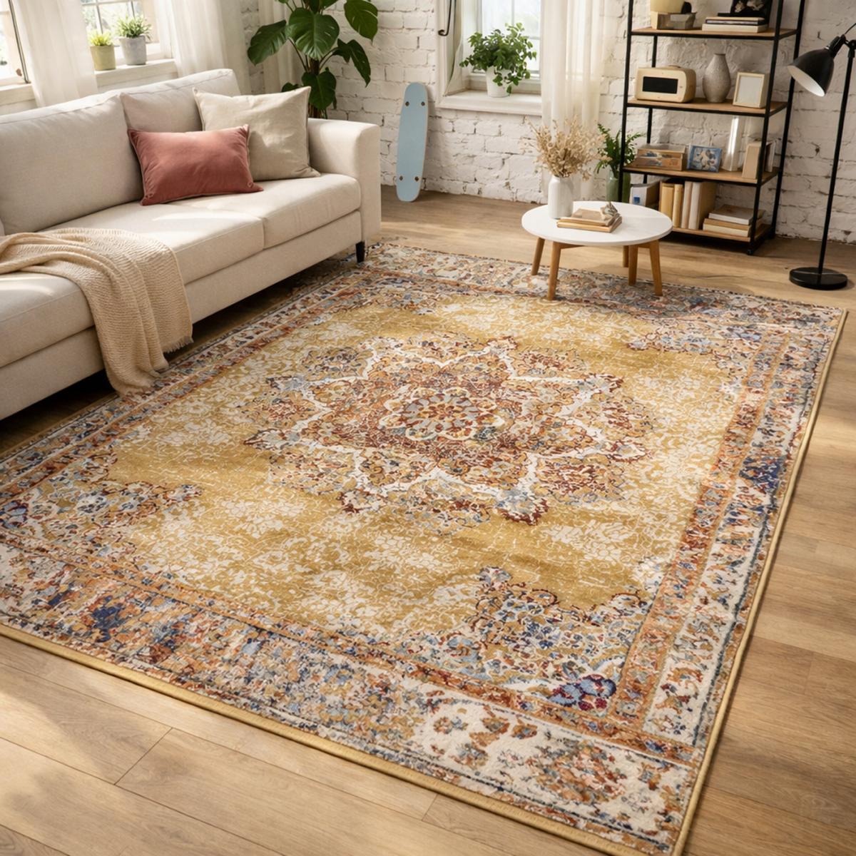 Tapis salon MADERNO, Oriental or, UN AMOUR DE TAPIS