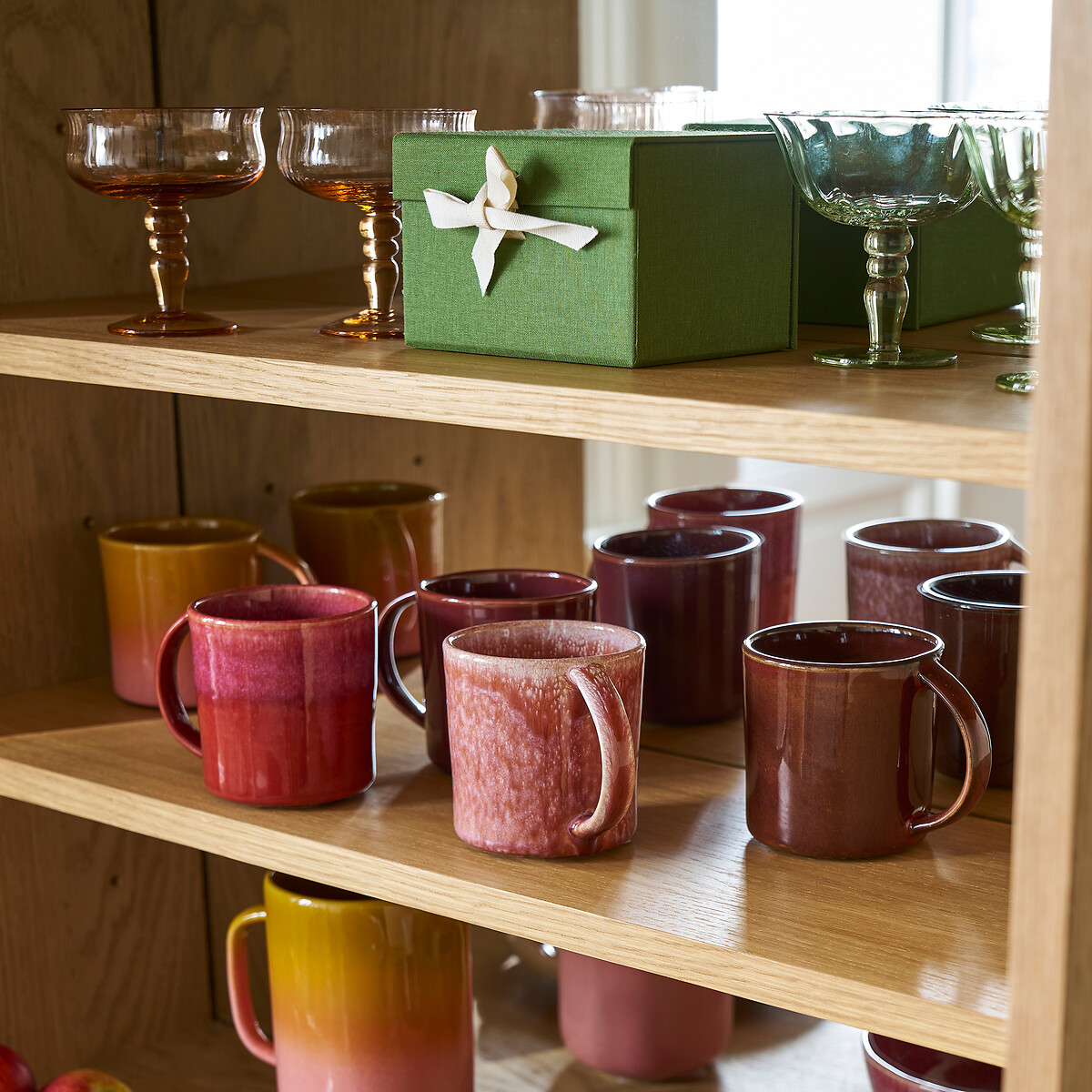 Set of 2 Sintra mugs in reactive glazed stoneware pink/plum, LA REDOUTE INTERIEURS