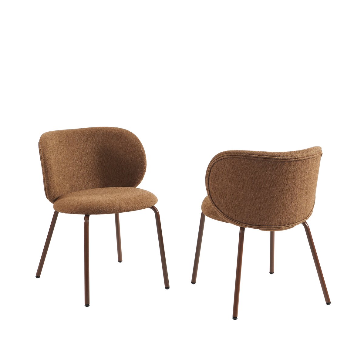 Lot de 2 chaises en tissu et acier SERENA marron, SORELH